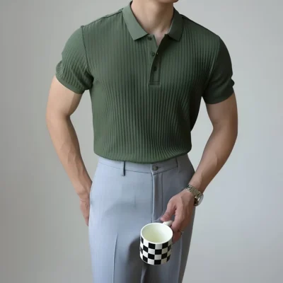 Slim Stripe Knit Polo